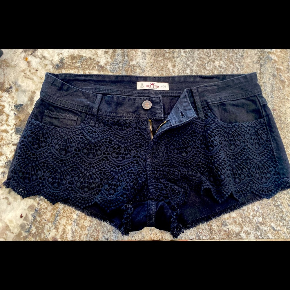 Hollister Sz 11 Black Jean Shorts